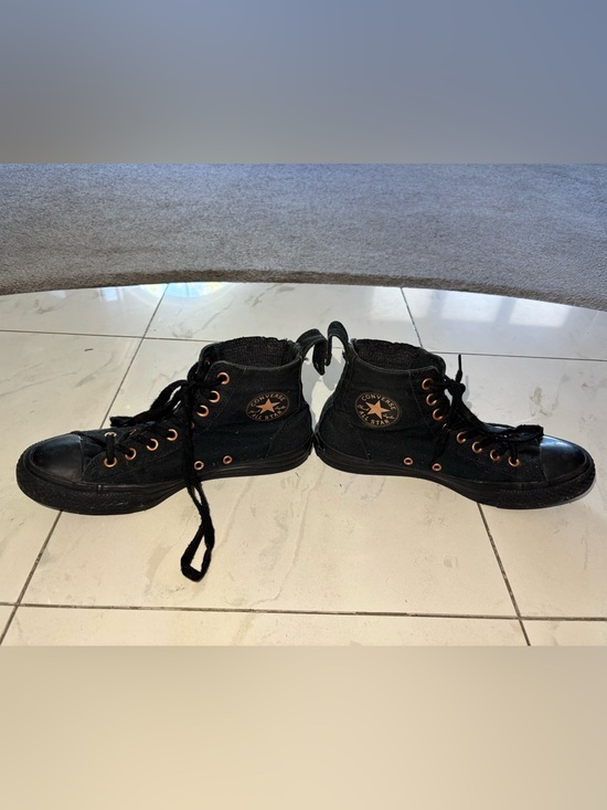 Converse Shoes - Converse Black Canvas High Top Sneakers with Copper Accents